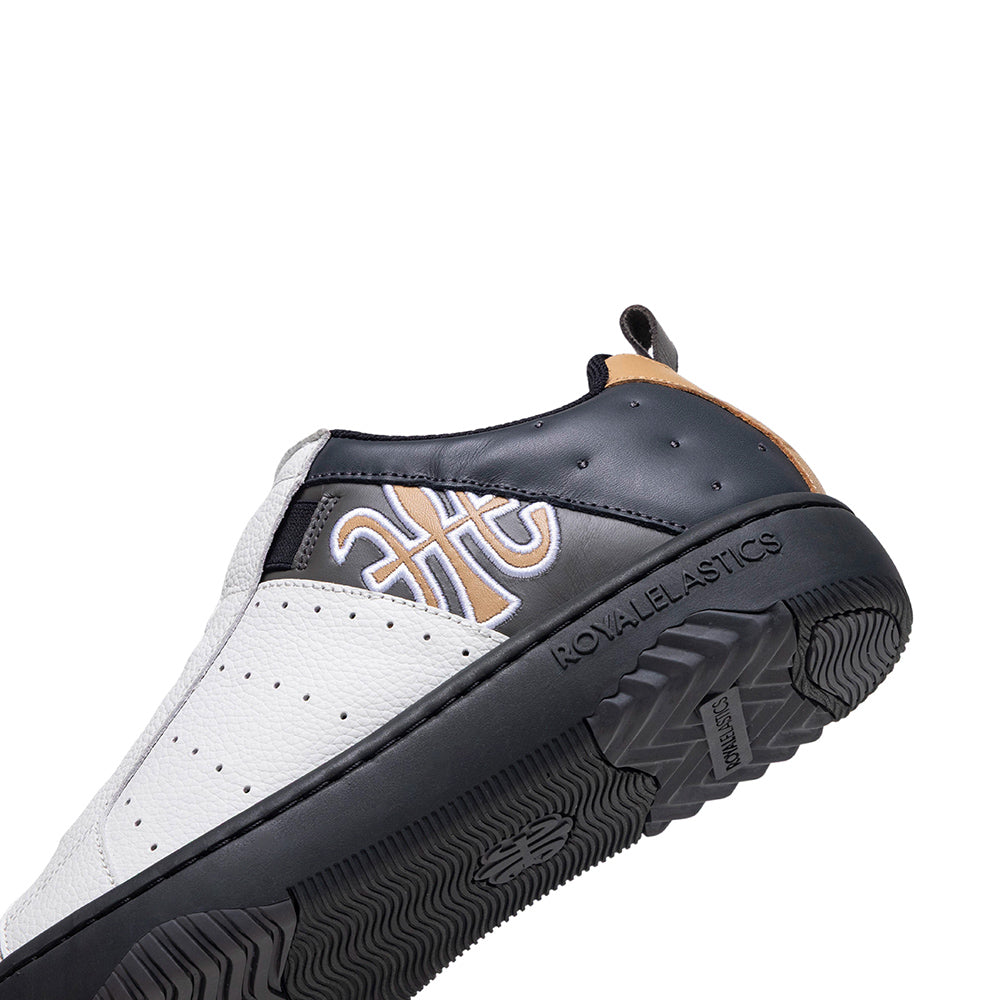 Men's Icon 2.0 White Black Brown Logo Leather Sneakers 006553-093-5