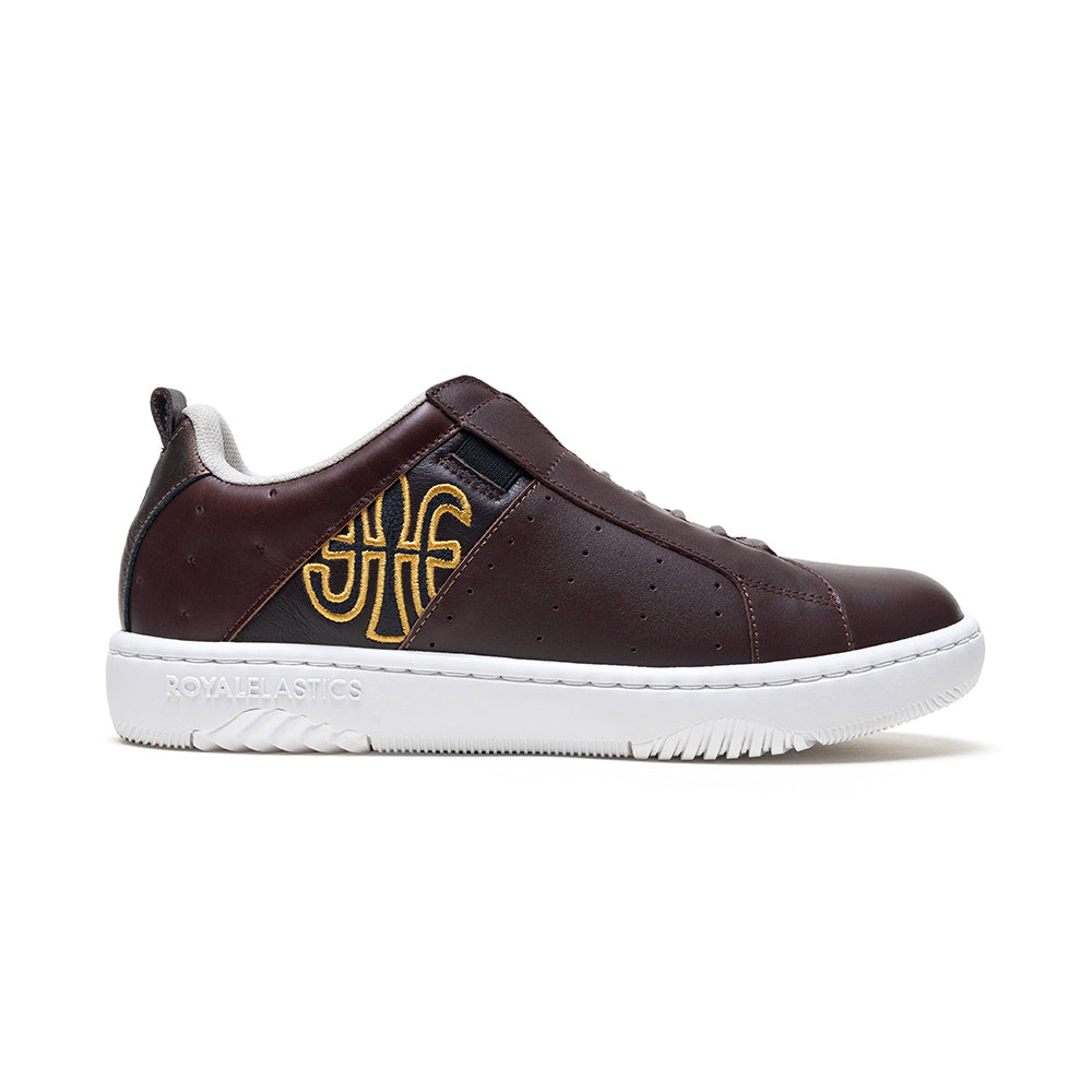 Men's Icon 2.0 Brown Black Logo Leather Sneakers 006553-773