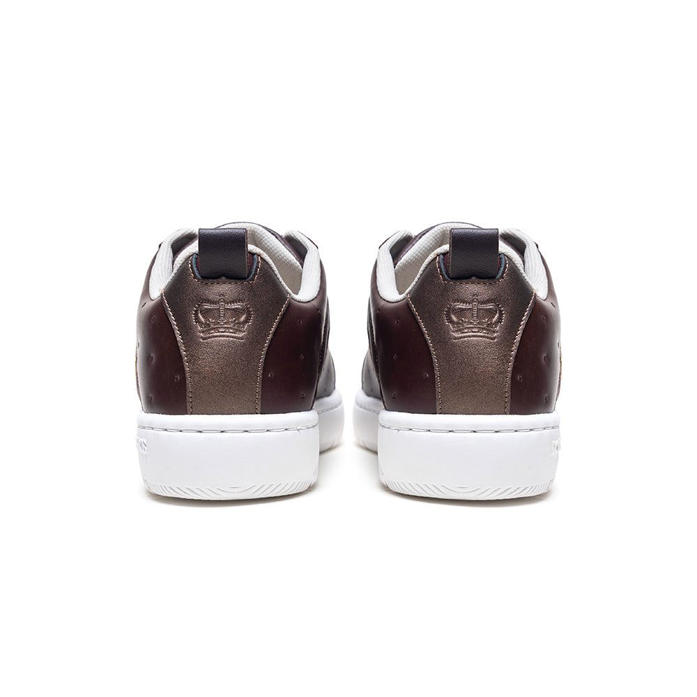 Men's Icon 2.0 Brown Black Logo Leather Sneakers 006553-773-3