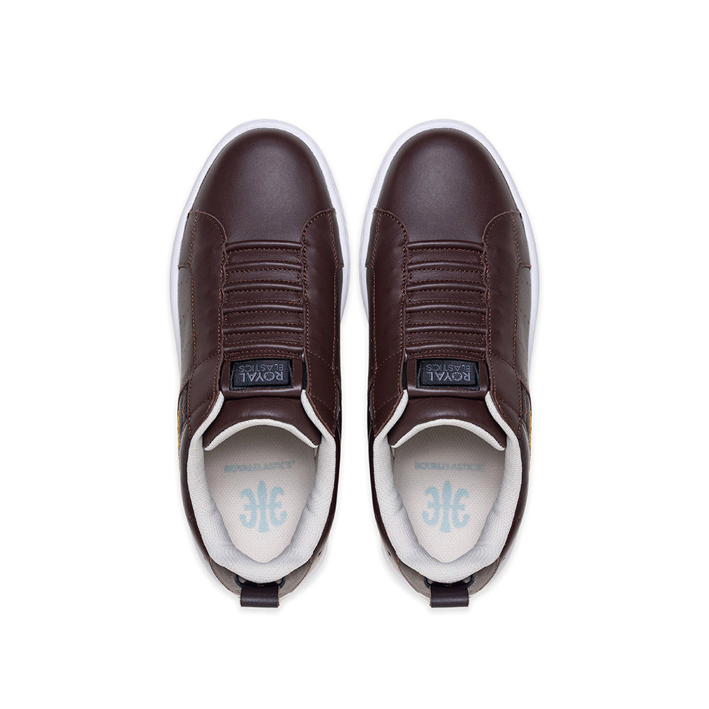 Men's Icon 2.0 Brown Black Logo Leather Sneakers 006553-773-4