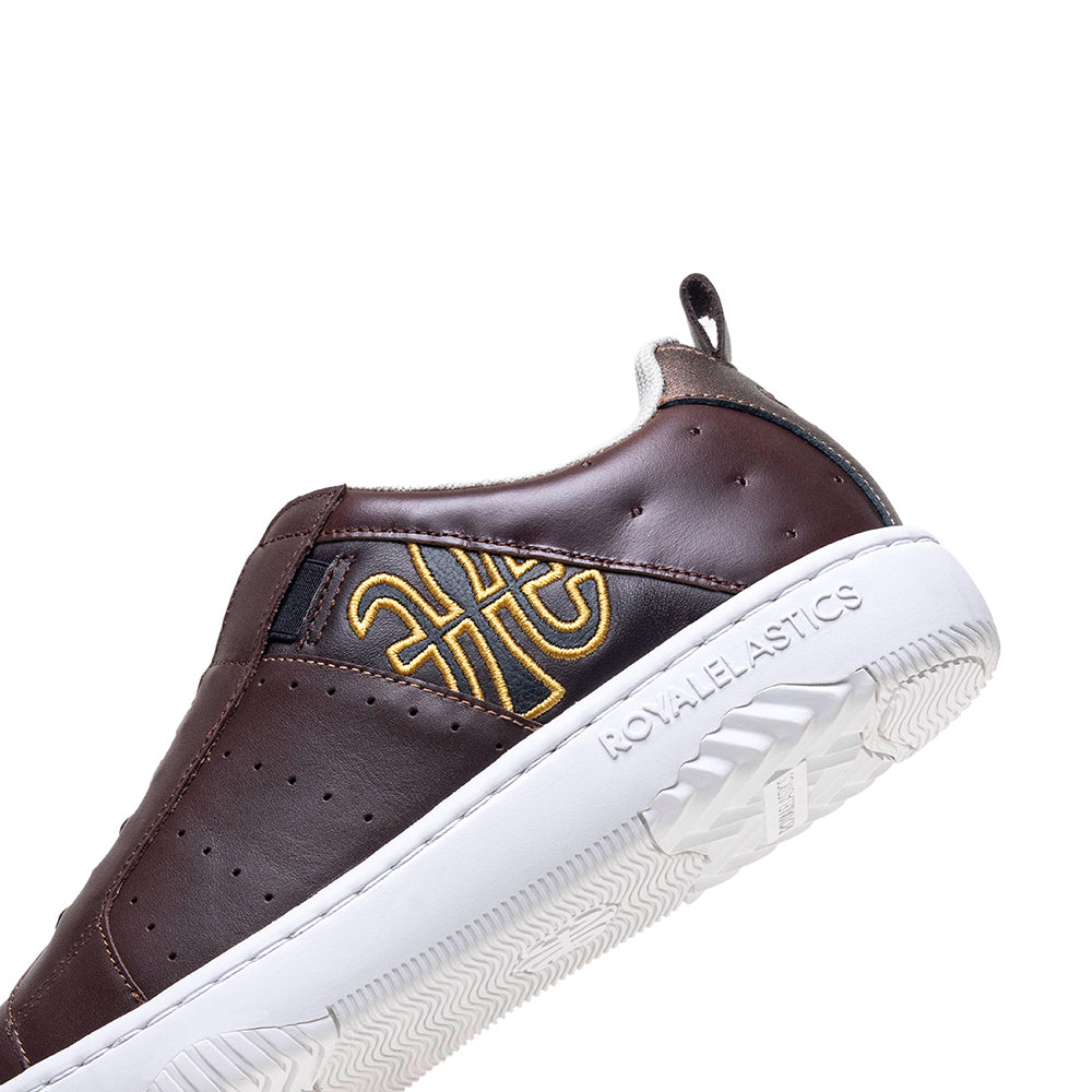 Men's Icon 2.0 Brown Black Logo Leather Sneakers 006553-773-5