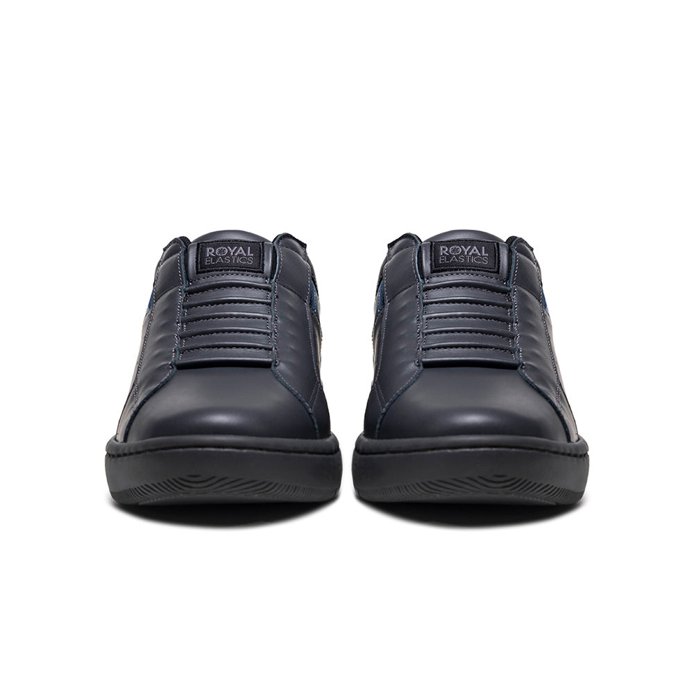 Men's Icon 2.0 Gray Black Blue Logo Leather Sneakers 006553-995-2