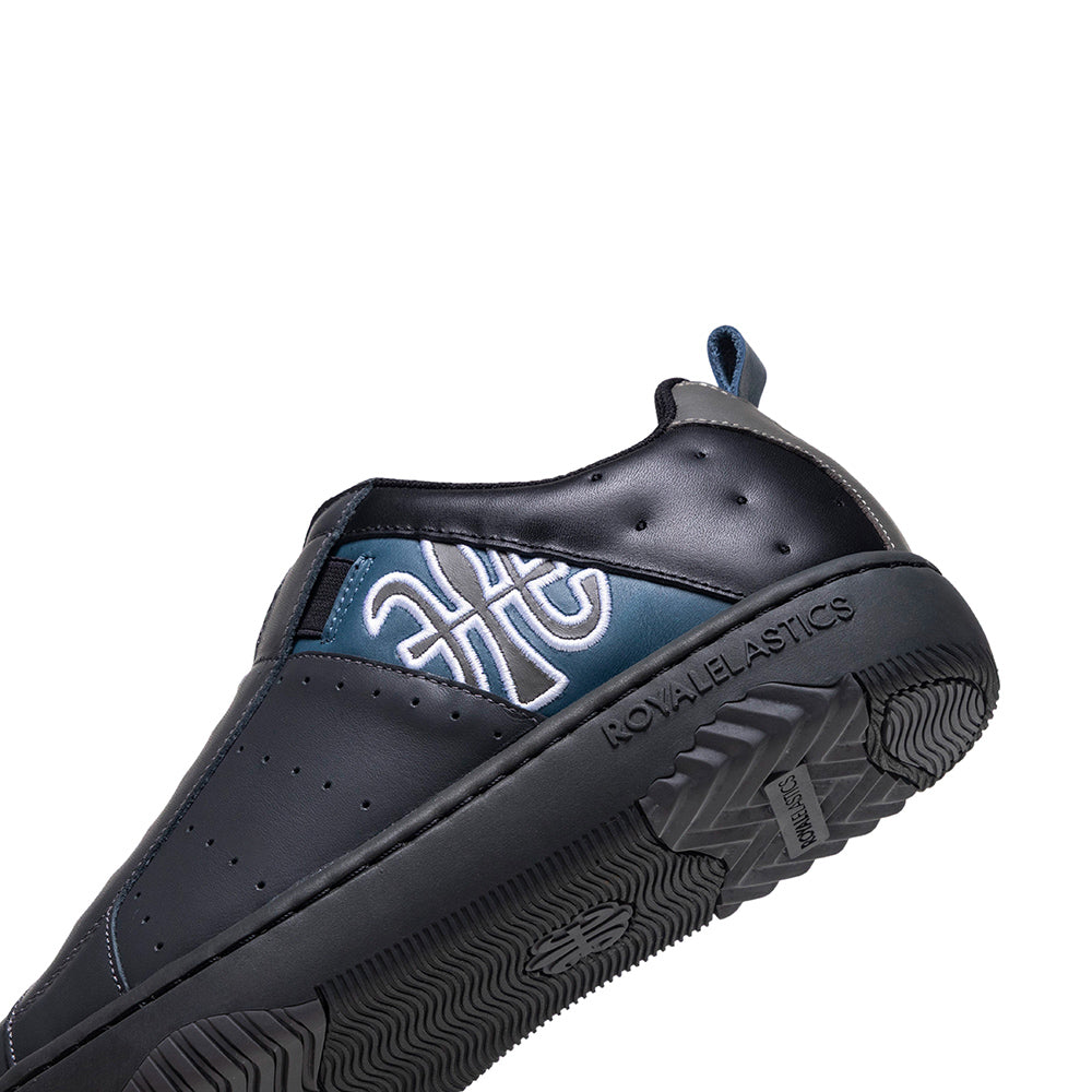 Men's Icon 2.0 Gray Black Blue Logo Leather Sneakers 006553-995-5