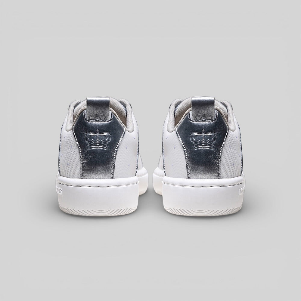 Men's Icon 2.0 White Silver Logo Leather Sneakers 006561-008-3