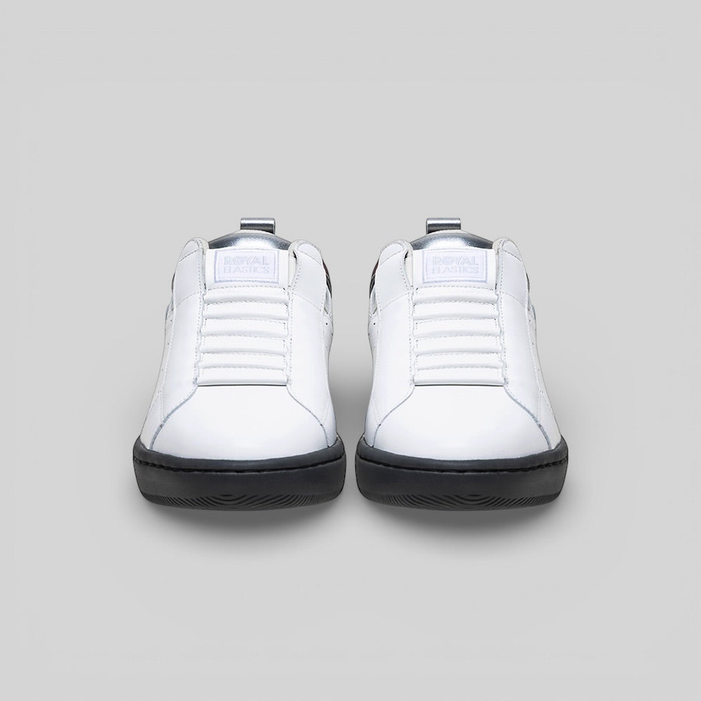 Men's Icon 2.0 White Red Silver Logo Leather Sneakers 006561-017-2