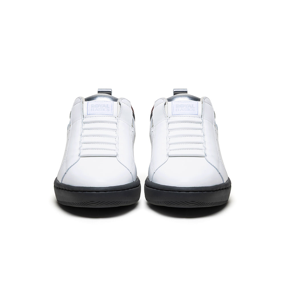 Men's Icon 2.0 White Red Silver Logo Leather Sneakers 006561-017 - ROYAL ELASTICS