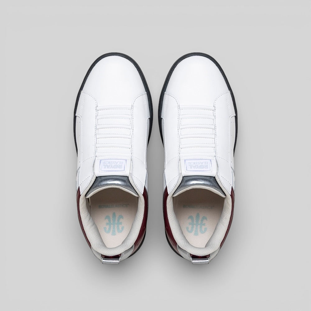 Men's Icon 2.0 White Red Silver Logo Leather Sneakers 006561-017-4