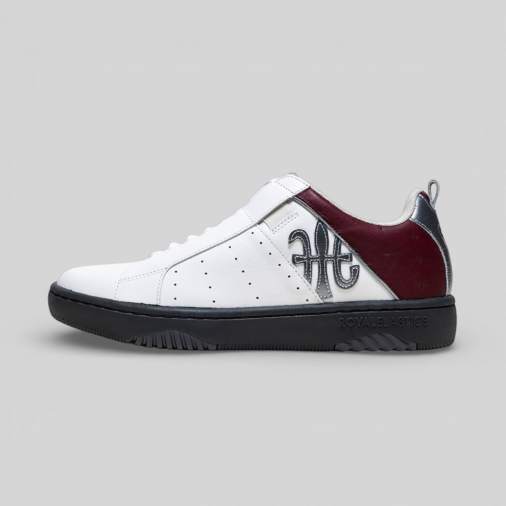 Men's Icon 2.0 White Red Silver Logo Leather Sneakers 006561-017-6