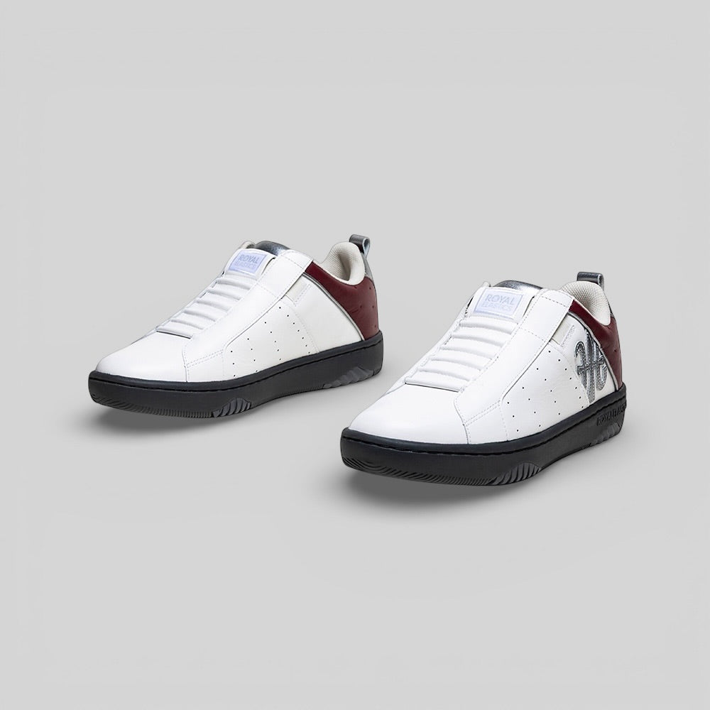 Men's Icon 2.0 White Red Silver Logo Leather Sneakers 006561-017-7