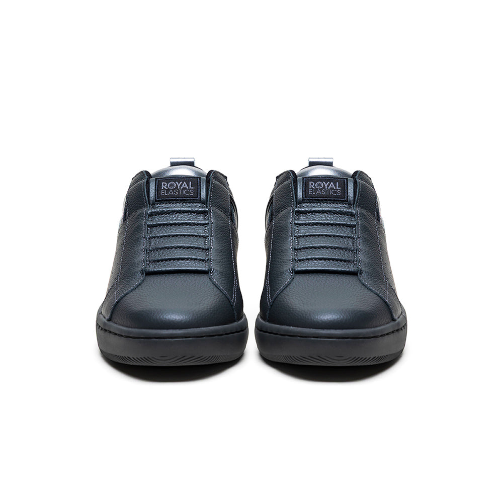 Men's Icon 2.0 Black Gray Silver Logo Leather Sneakers 006561-885 - ROYAL ELASTICS