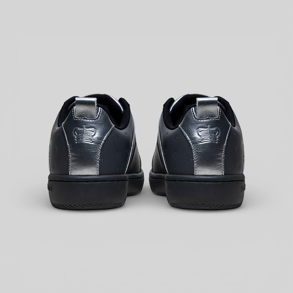 Men's Icon 2.0 Black Gray Silver Logo Leather Sneakers 006561-885-3