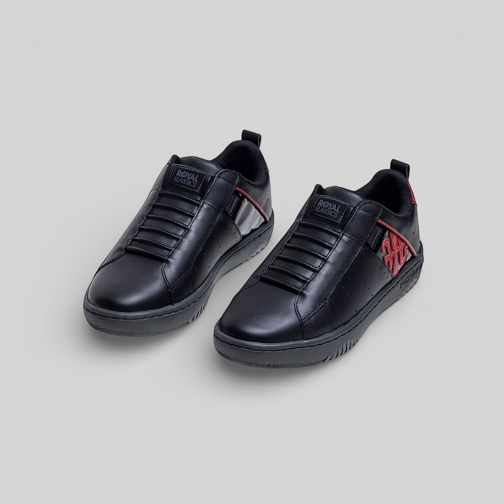 Men's Icon 2.0 Black Red Logo Leather Sneakers 006561-991-7