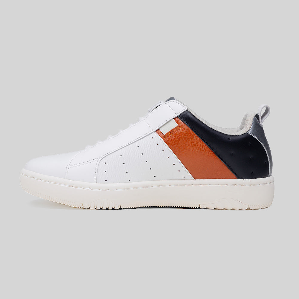 Men's Icon 2.0 White Orange Silver Logo Leather Sneakers 006562-029-2
