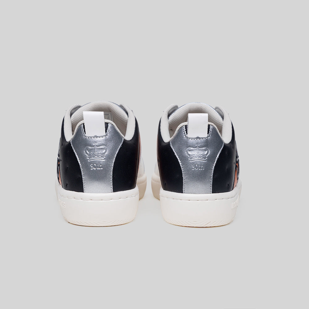 Men's Icon 2.0 White Orange Silver Logo Leather Sneakers 006562-029-4
