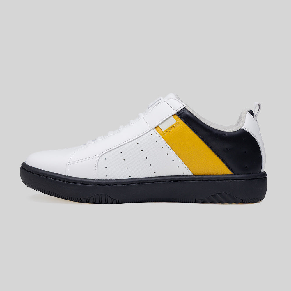 Men's Icon 2.0 White Yellow Black Logo Leather Sneakers 006562-039-2