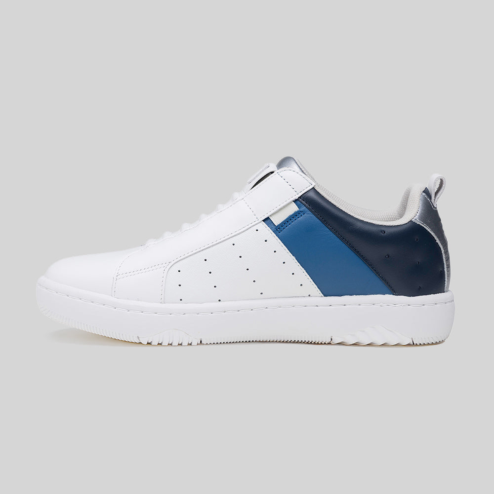 Men's Icon 2.0 White Blue Silver Logo Leather Sneakers 006562-053-2