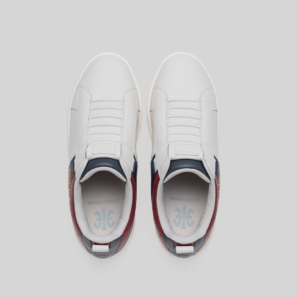 Men's Icon 2.0 Beige Blue Red Logo Leather Sneakers 006562-751-7