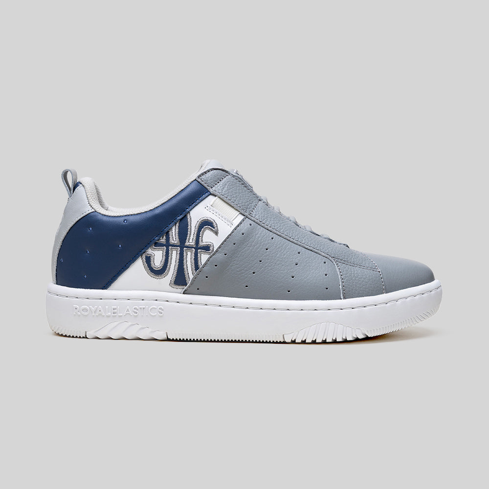 Men's Icon 2.0 Gray White Blue Logo Leather Sneakers 006562-805