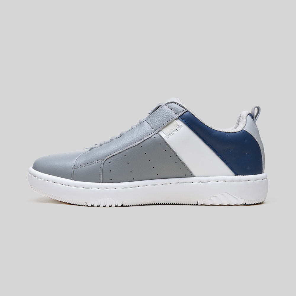 Men's Icon 2.0 Gray White Blue Logo Leather Sneakers 006562-805-2