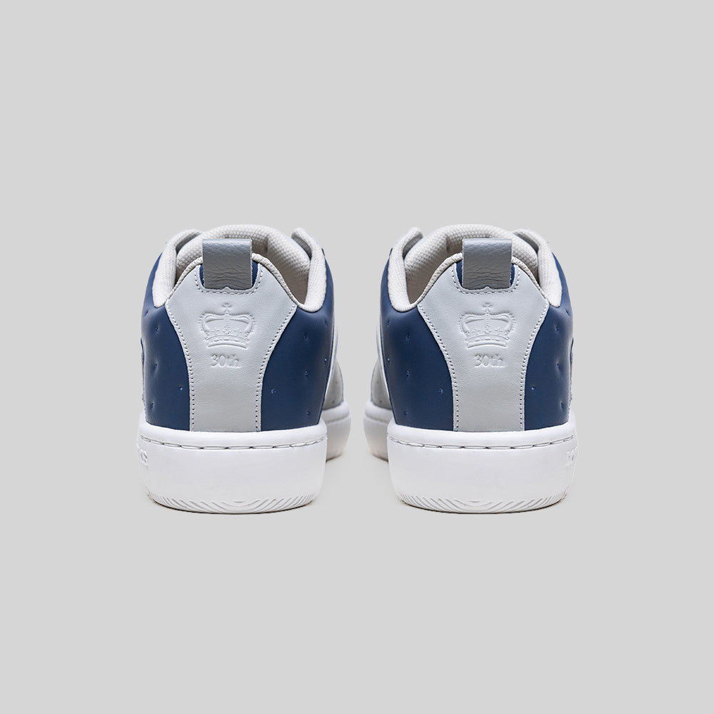 Men's Icon 2.0 Gray White Blue Logo Leather Sneakers 006562-805-4