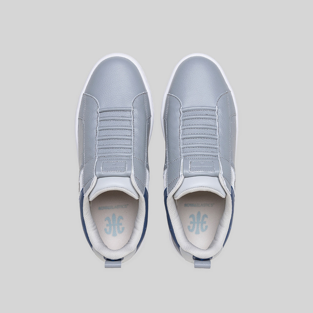 Men's Icon 2.0 Gray White Blue Logo Leather Sneakers 006562-805-6