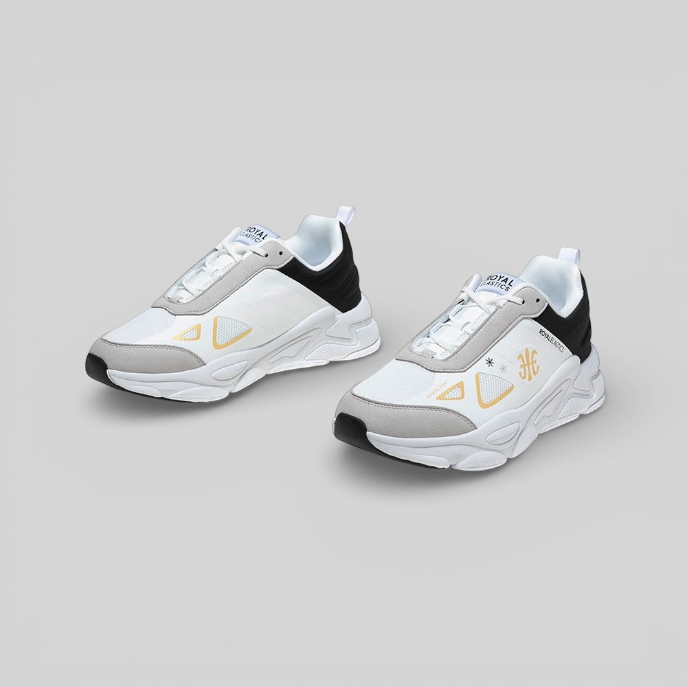 Men's SKY (Star I) White Black Gold Mesh Sneakers 007361-093-7