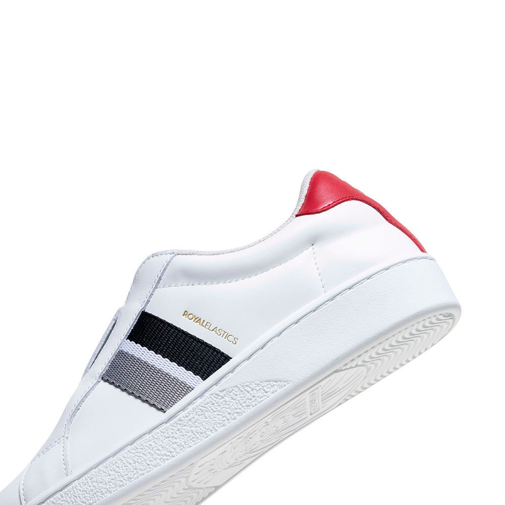 Men's Bishop White Black Red Leather Sneakers