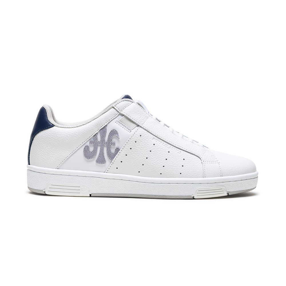 Men's Icon OG White Blue Logo Leather Sneakers
