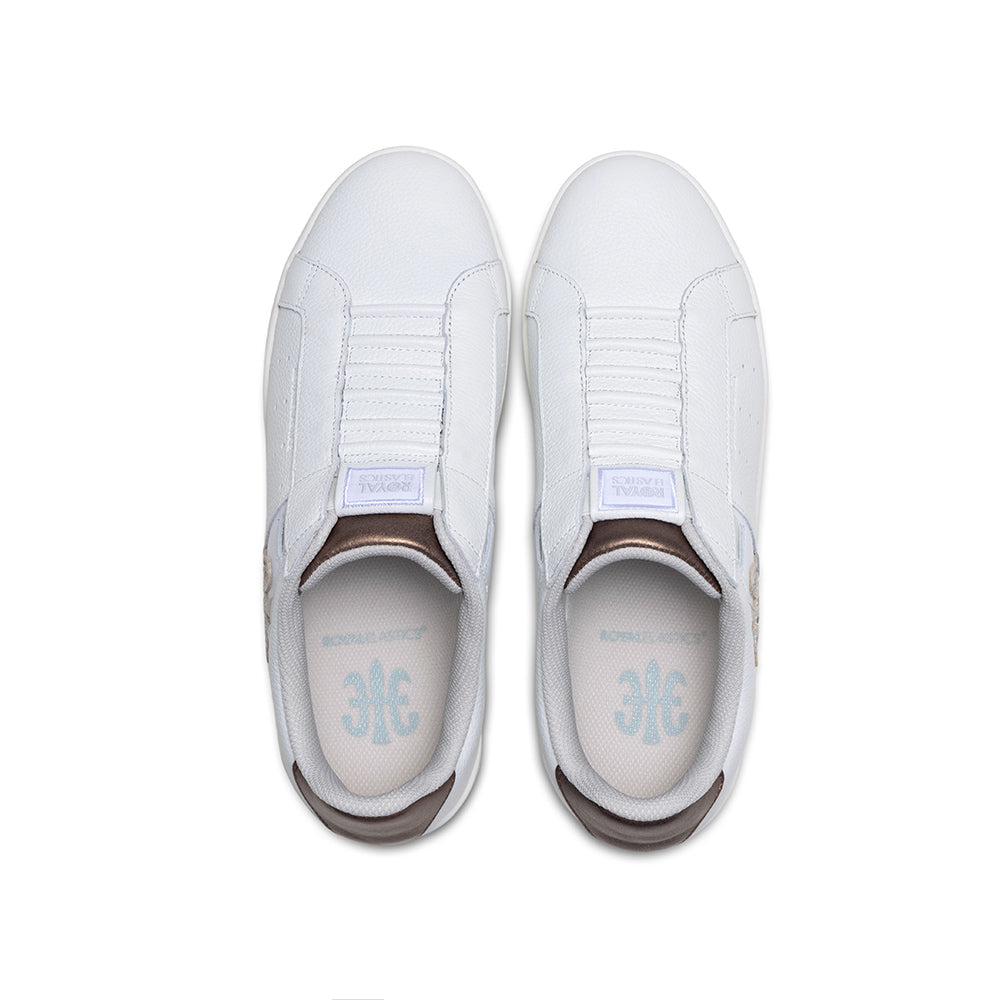 Men's Icon OG White Gold Logo Leather Sneakers