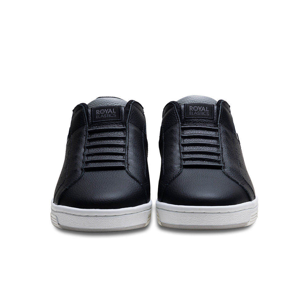 Men's Icon OG Black Gray Logo Leather Sneakers