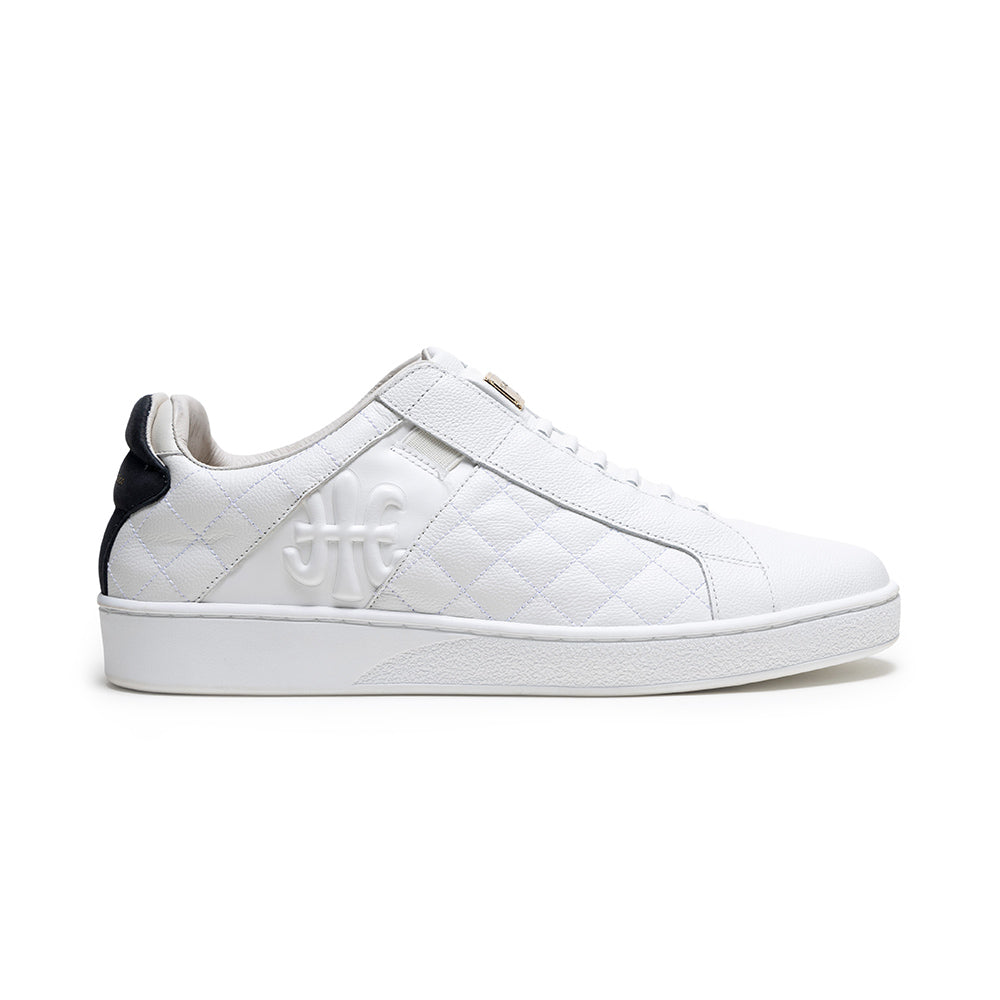 Men's Icon Lux White Black Leather Sneakers