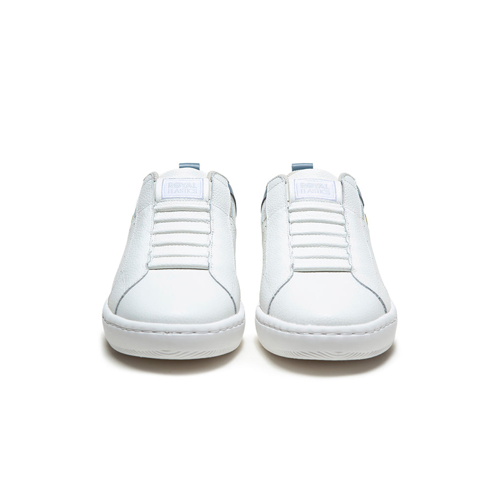 Men's Icon 2.0 White Blue Green Logo Leather Sneakers