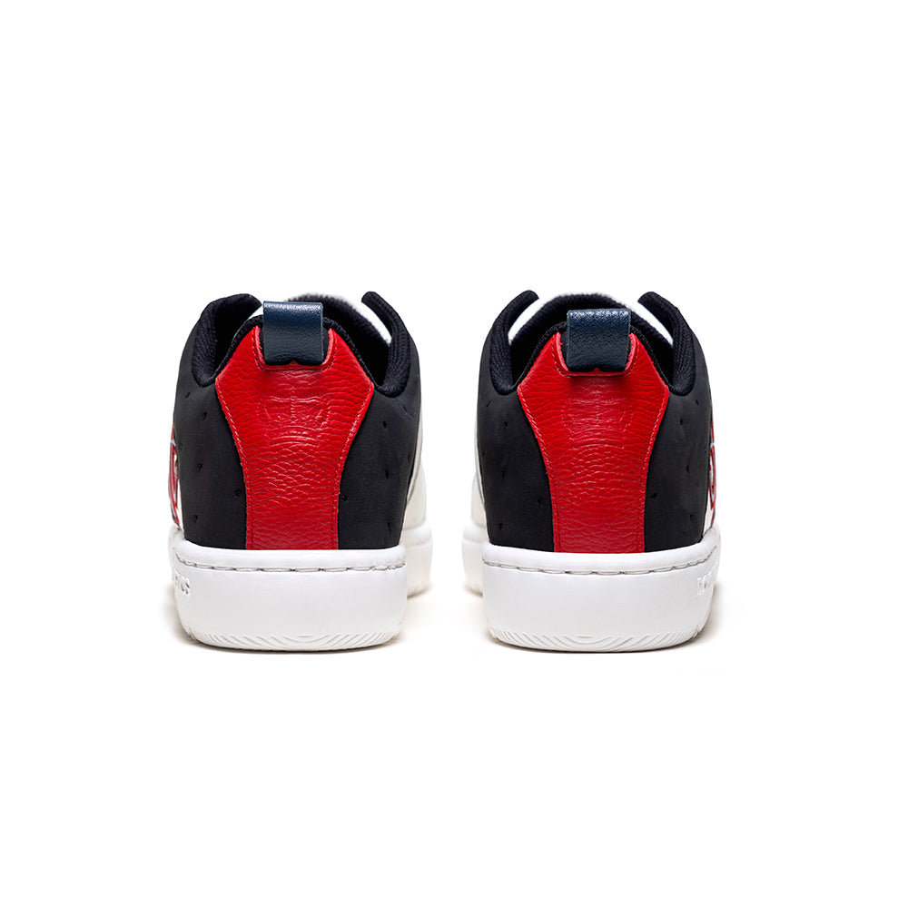 Men's Icon 2.0 White Black Red Logo Leather Sneakers