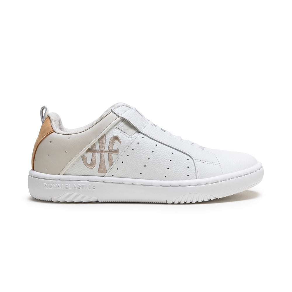 Men's Icon 2.0 White Gold Logo Leather Sneakers