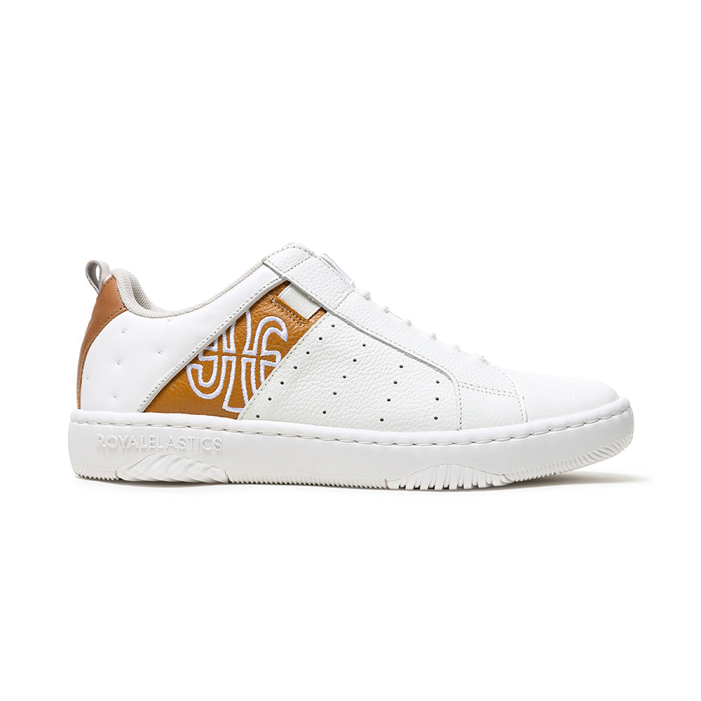 Men's Icon 2.0 White Brown Logo Leather Sneakers