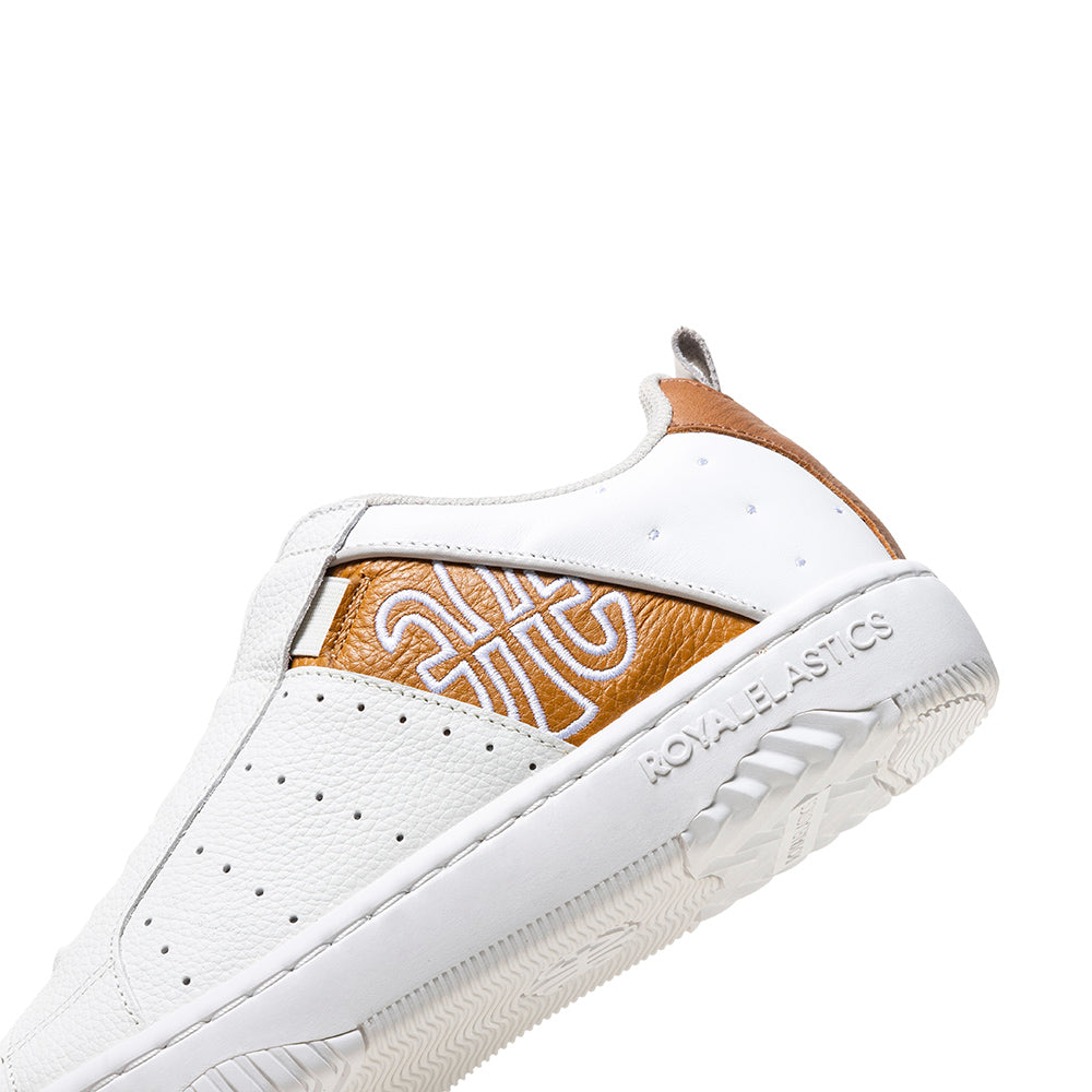 Men's Icon 2.0 White Brown Logo Leather Sneakers