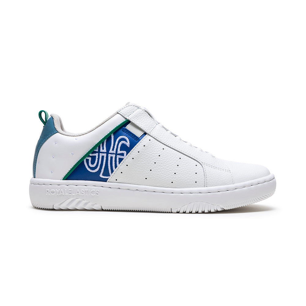 Men's Icon 2.0 White Blue Logo Leather Sneakers