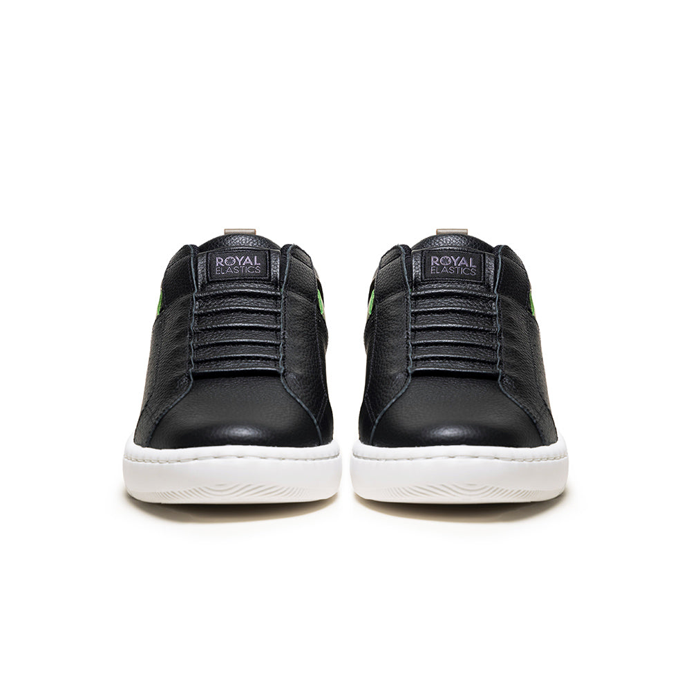 Men's Icon 2.0 Black Green Logo Leather Sneakers