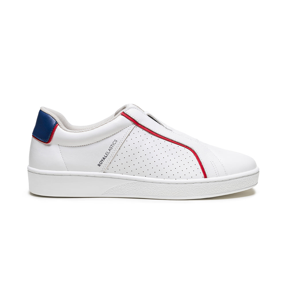 Men's Duca White Blue Red Leather Sneakers