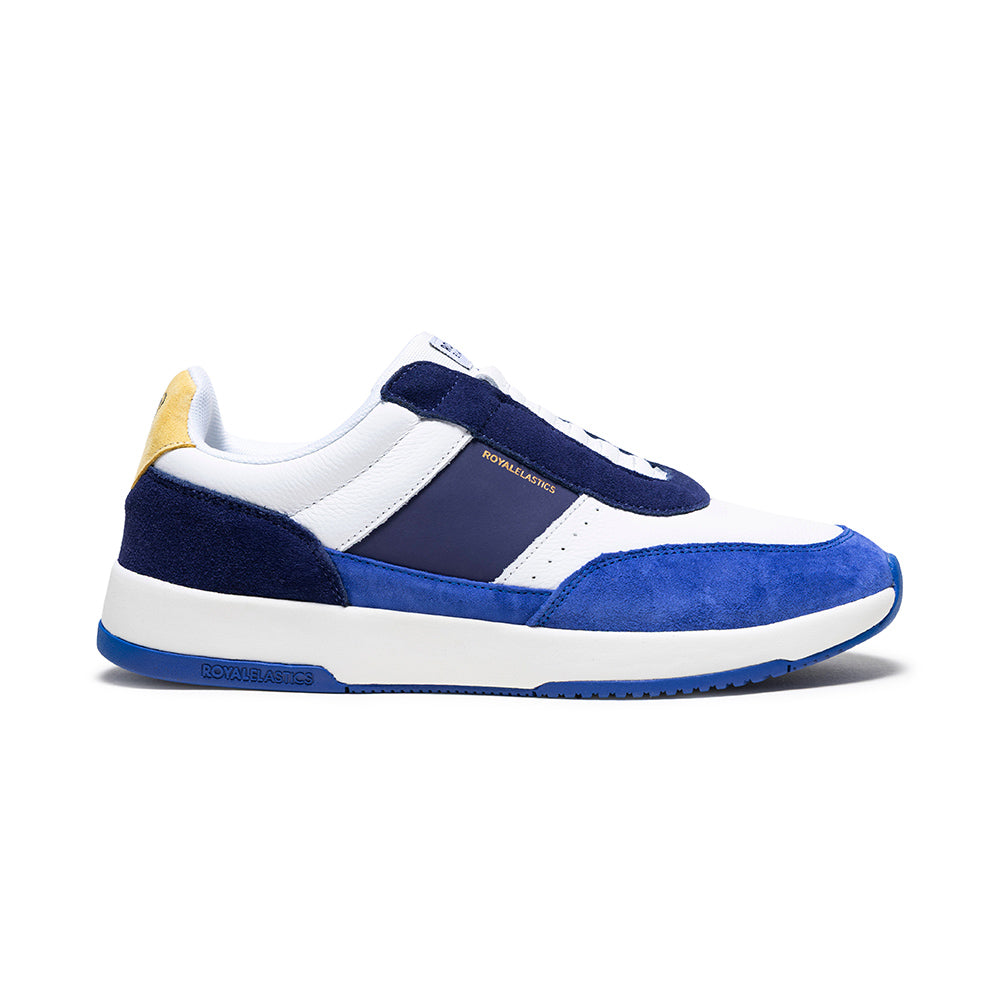 Men's Crown Lux White Blue Yellow Leather Sneakers