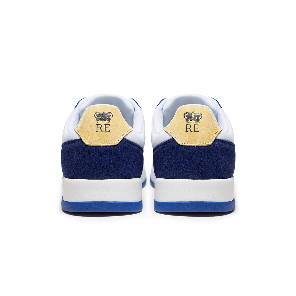 Men's Crown Lux White Blue Yellow Leather Sneakers