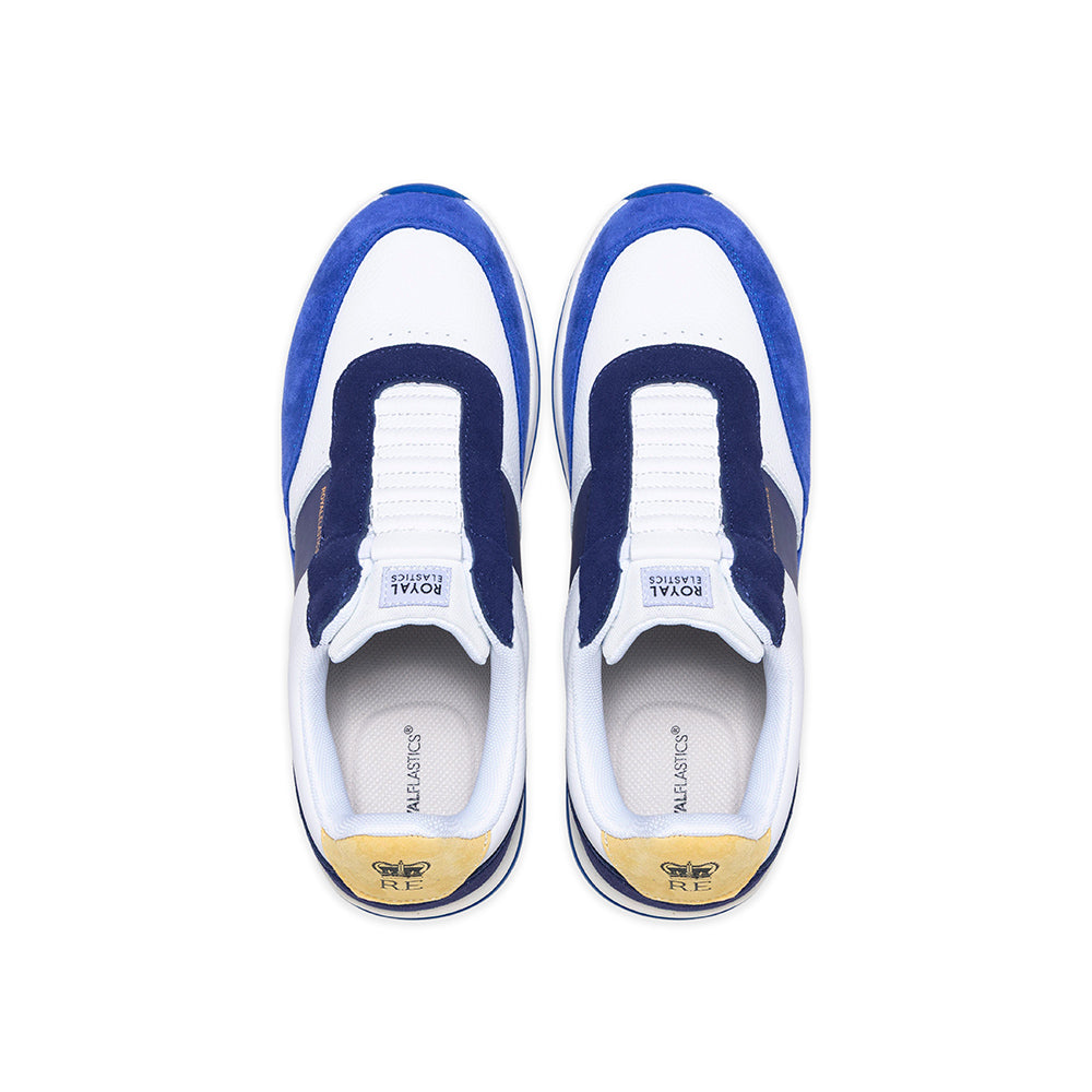 Men's Crown Lux White Blue Yellow Leather Sneakers