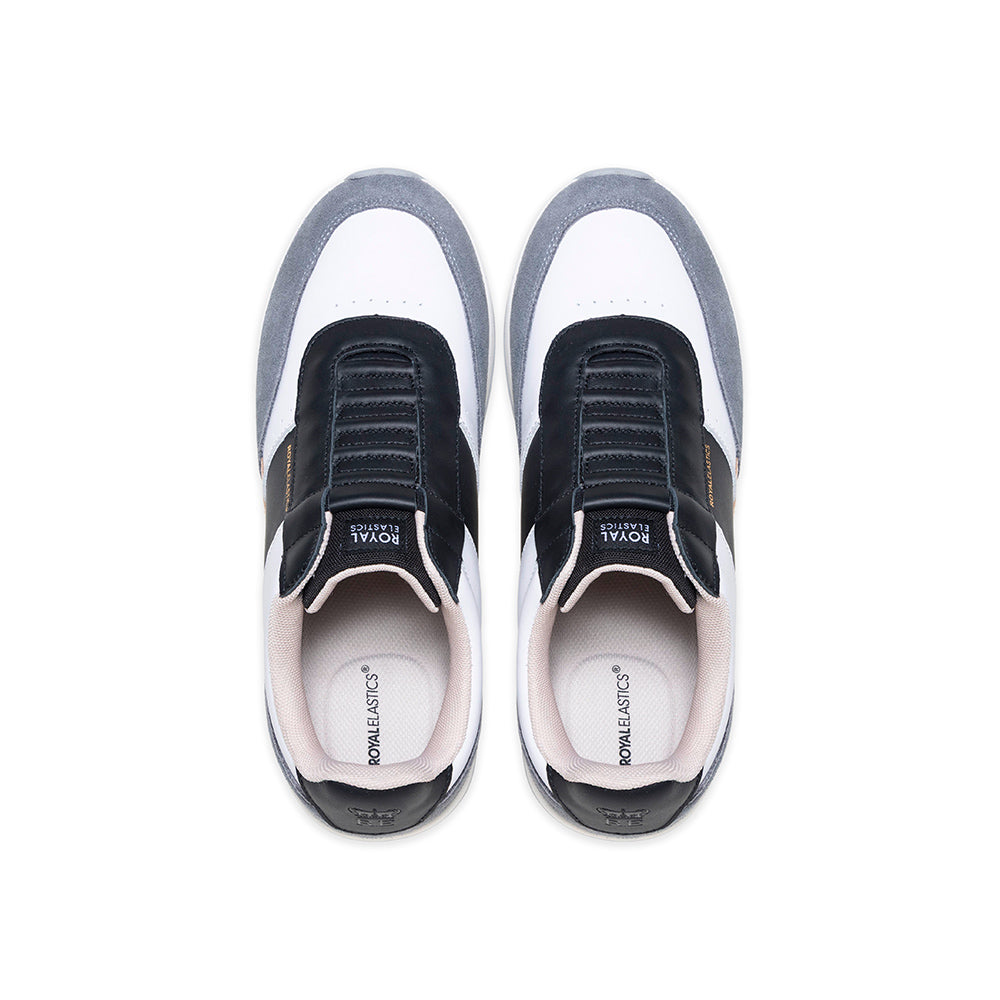 Men's Crown Lux White Black Gray Leather Sneakers