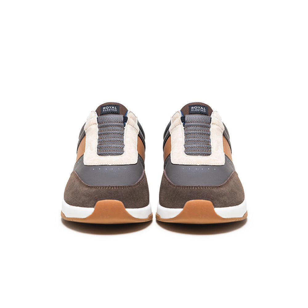 Men's Crown Lux Gray Brown Blue Leather Sneakers