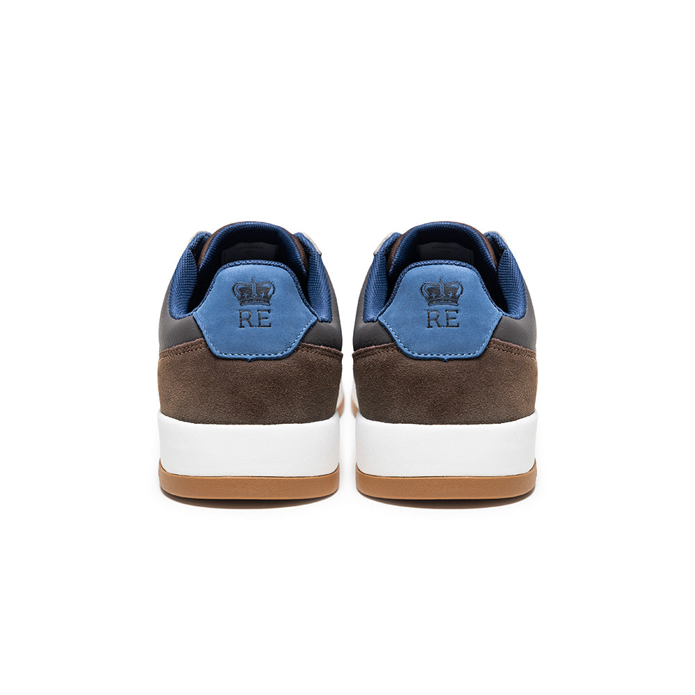 Men's Crown Lux Gray Brown Blue Leather Sneakers