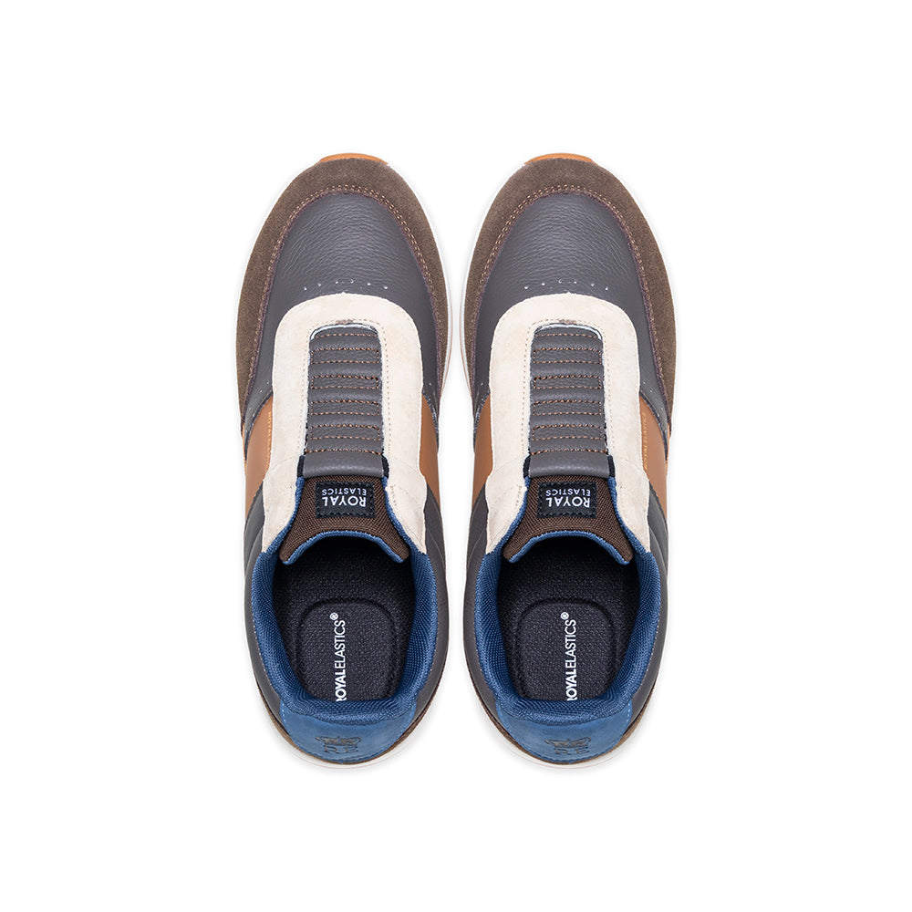 Men's Crown Lux Gray Brown Blue Leather Sneakers