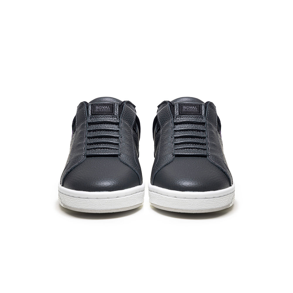 Women's Icon OG Gray Black Purple Logo Leather Sneakers 901952-865-2