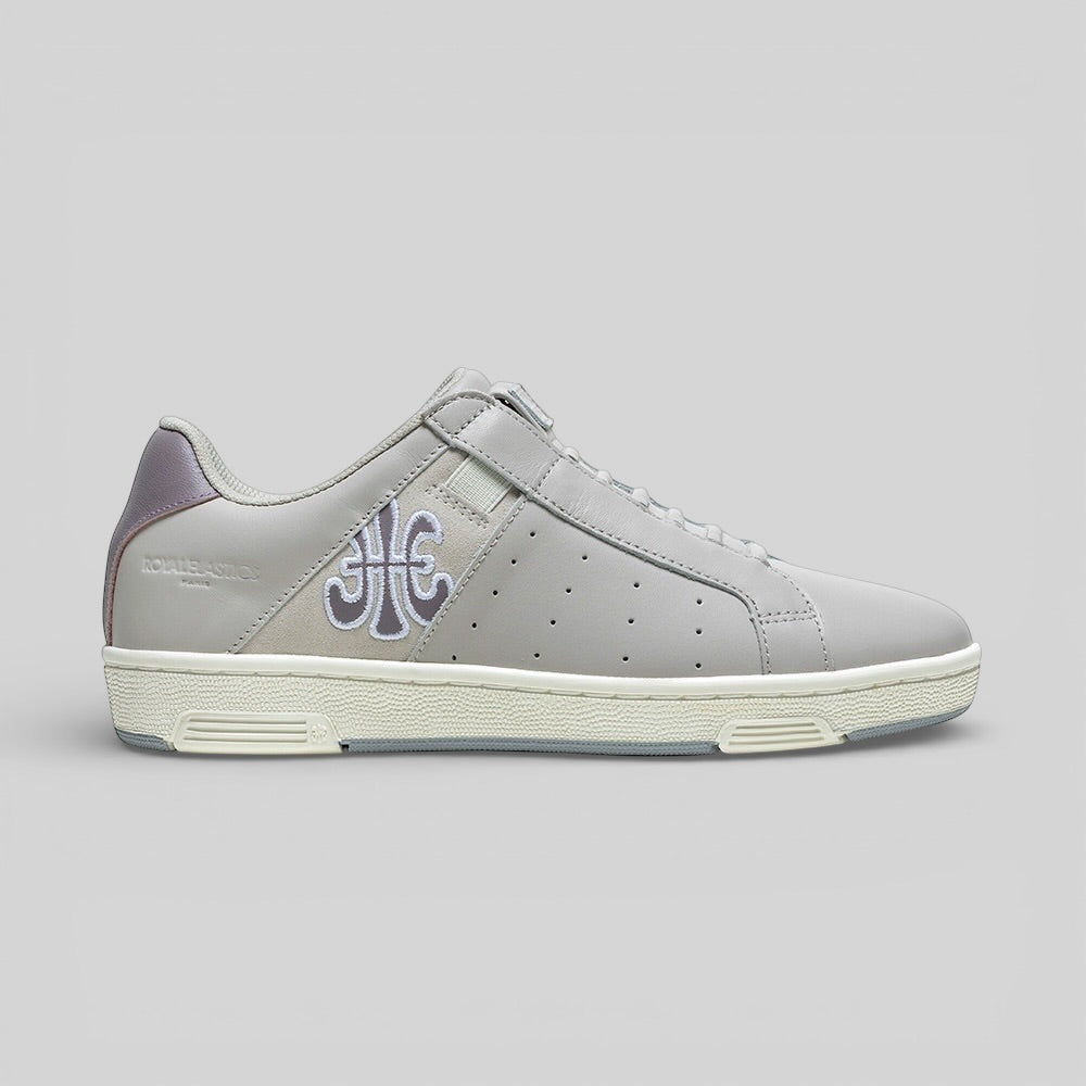 Women's Icon OG Gray Purple Logo Leather Sneakers 901961-886