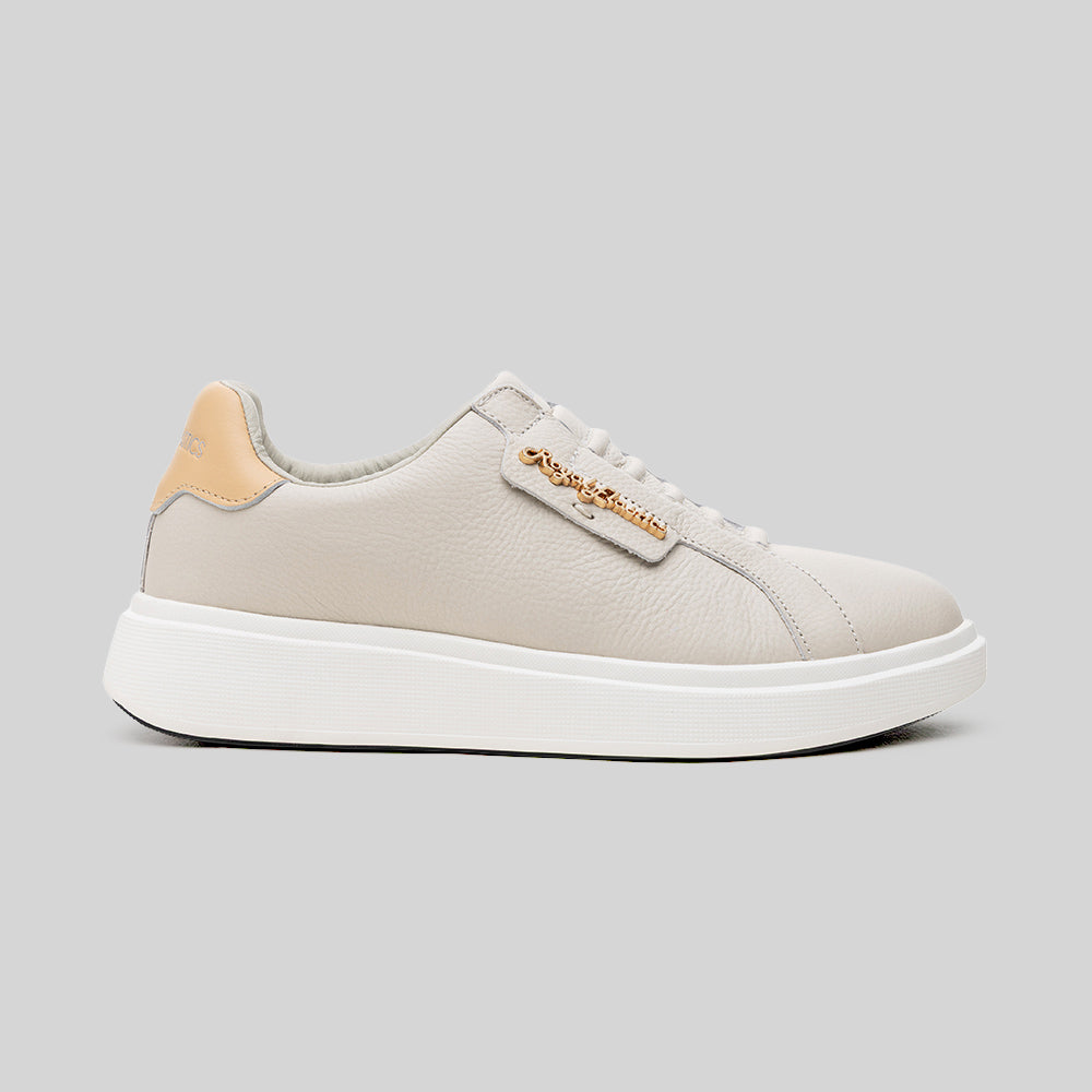 Women's Honor Beige Gray Beige Leather Sneakers 902261-778