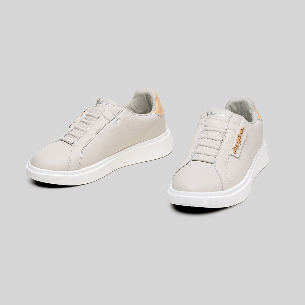 Women's Honor Beige Gray Beige Leather Sneakers 902261-778-7